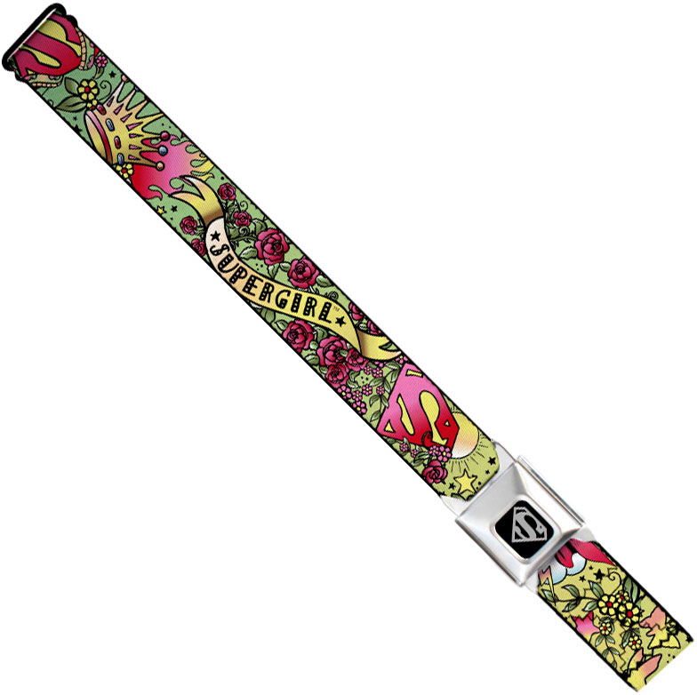 DC Comics Seatbelt-Style Belt 24-38 Inches - Supergirl Tattoo Flash