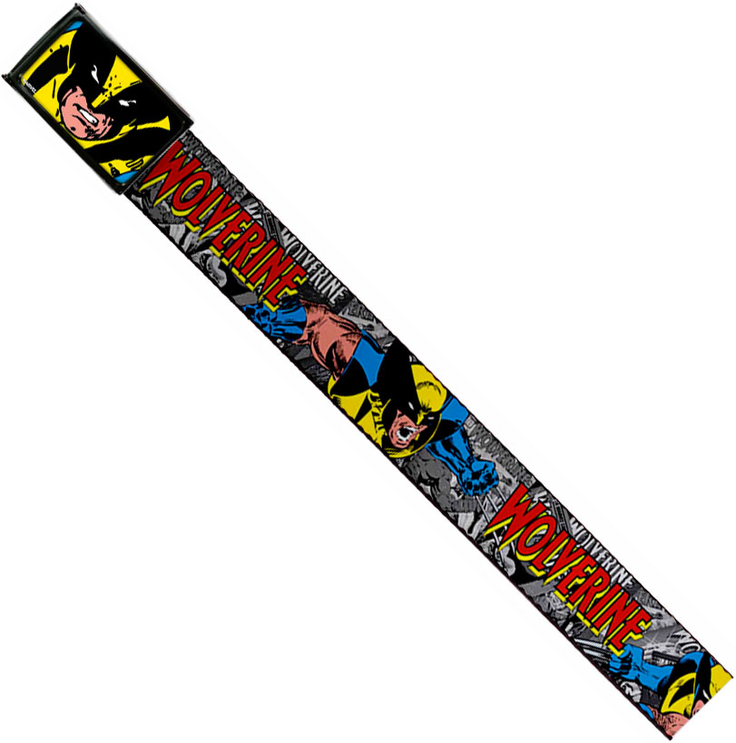 Marvel Comics 1.5-Inch Gloss Web Belt - Wolverine On Stacked Comics