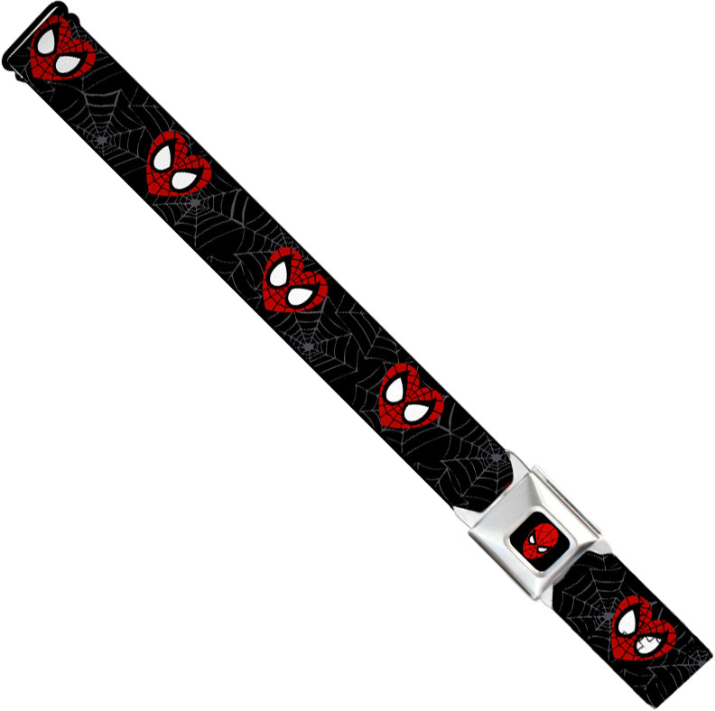 Marvel Comics Seatbelt-Style Belt 24-38 Inches - Spider-Man Heart Face Black