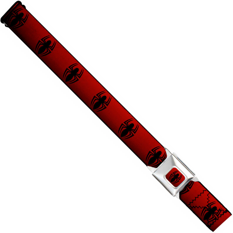 Marvel Comics Seatbelt-Style Belt 24-38 Inches - Spider-Man Symbol Black On Red
