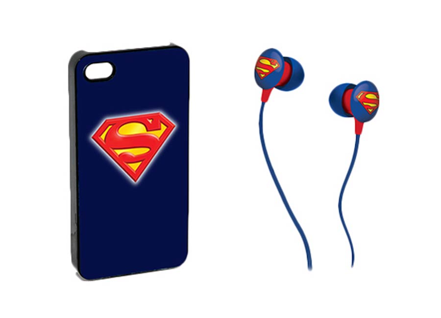 DC Comics iPhone 5 Case And Ear Buds Bundle - Superman Classic Logo