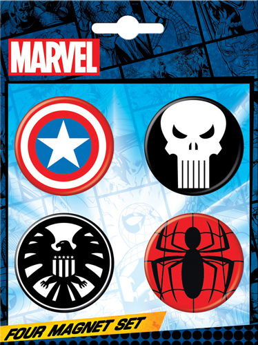 Marvel Comics 1.25-inch Round Magnet - Captain America Punisher Shield Spider-Man Logos (4018RM4)