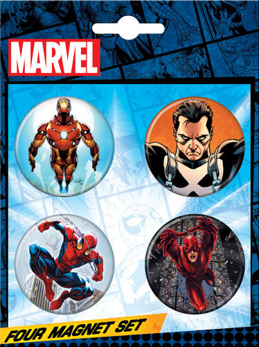 Marvel Comics 1.25-inch Round Magnet - Iron Man Punisher Spider-Man Daredevil (4018RM4)