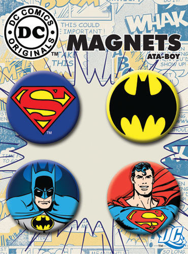 DC Comics 1.25-inch Round Magnet - Superman Batman Character And Logos (40099RM4)