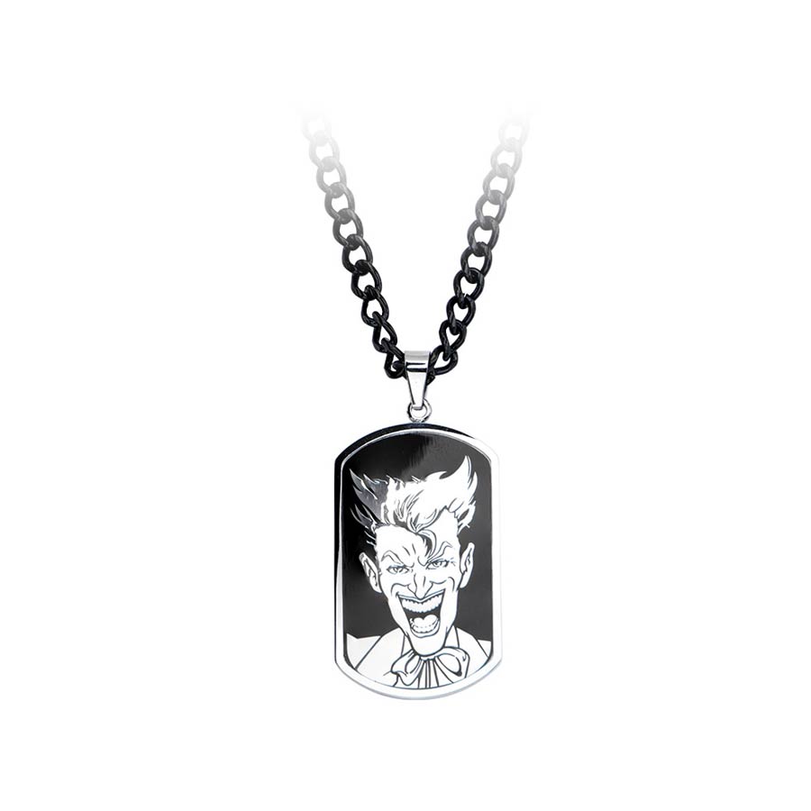 DC Comics Stainless Steel Pendant Necklace - Joker Face With Black Link Chain