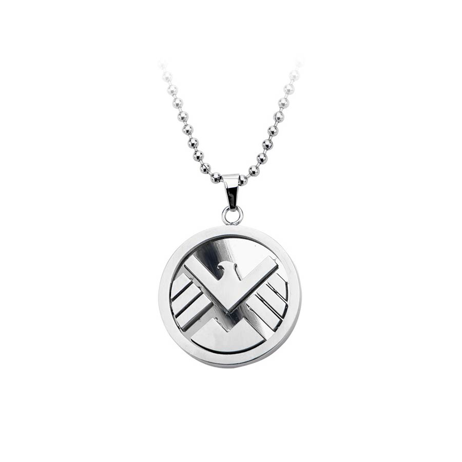 Marvel Comics Stainless Steel Pendant Necklace - Shield Cut Out Logo With 18-Inch Chain