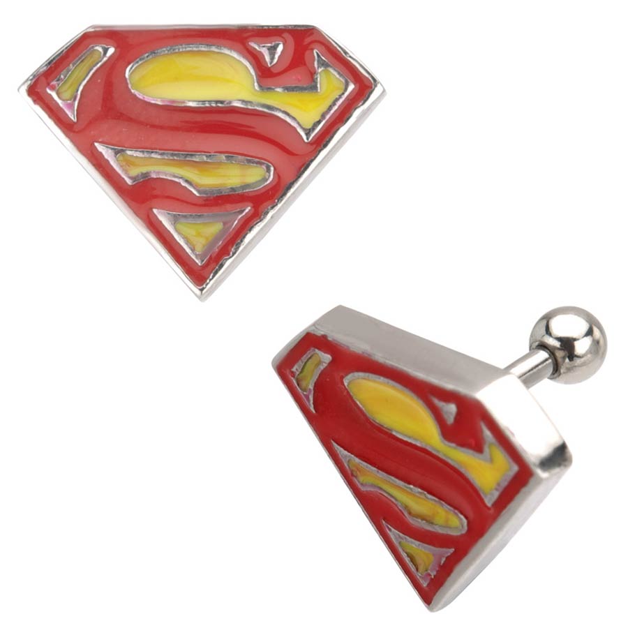 DC Comics Stainless Steel Cartilage Earring - Superman Diamond Logo Size 18G