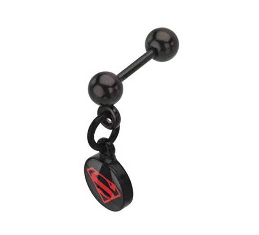DC Comics Titanium Plated Dangle Cartilage Earring - Superman Red Logo Size 18G