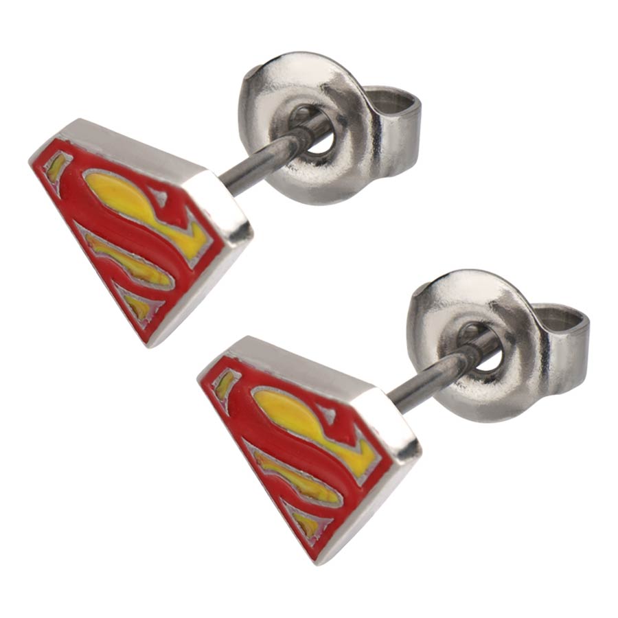 DC Comics Stainless Steel Post Stud Earrings - Superman Logo