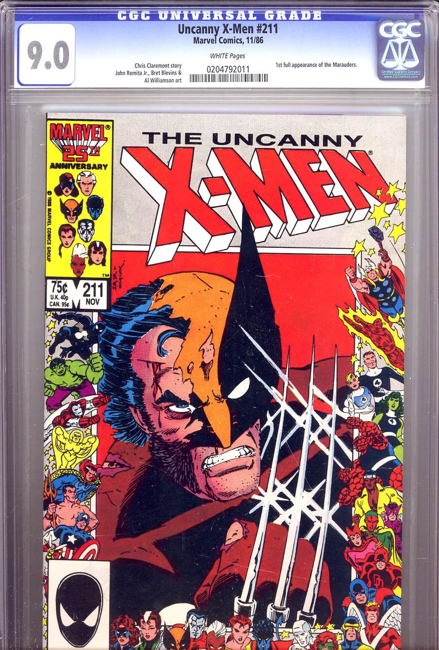 Uncanny X-Men #211 Cover B CGC 9.0