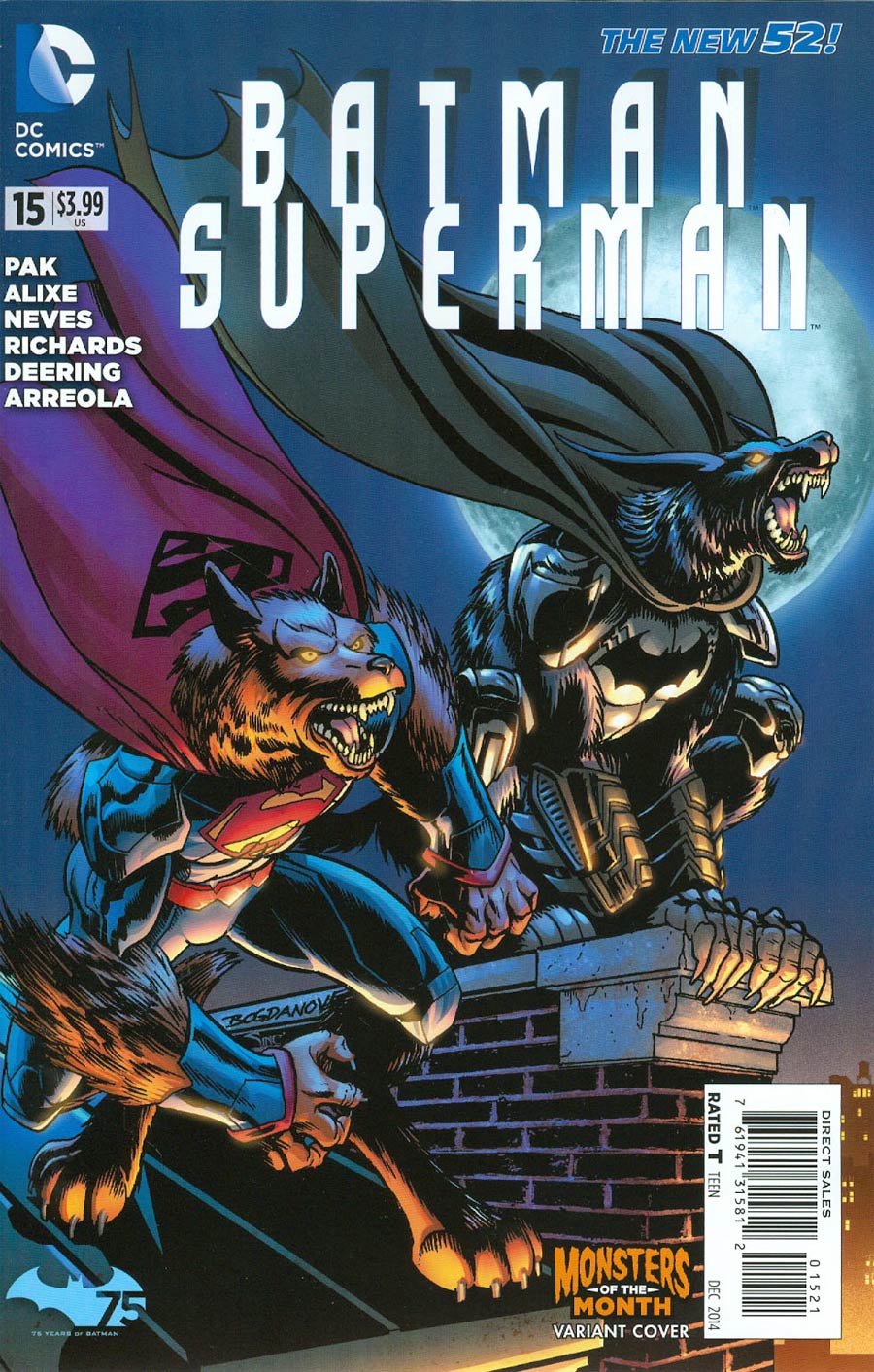 Batman Superman #15 Cover B Variant Jon Bogdanove Monsters Cover