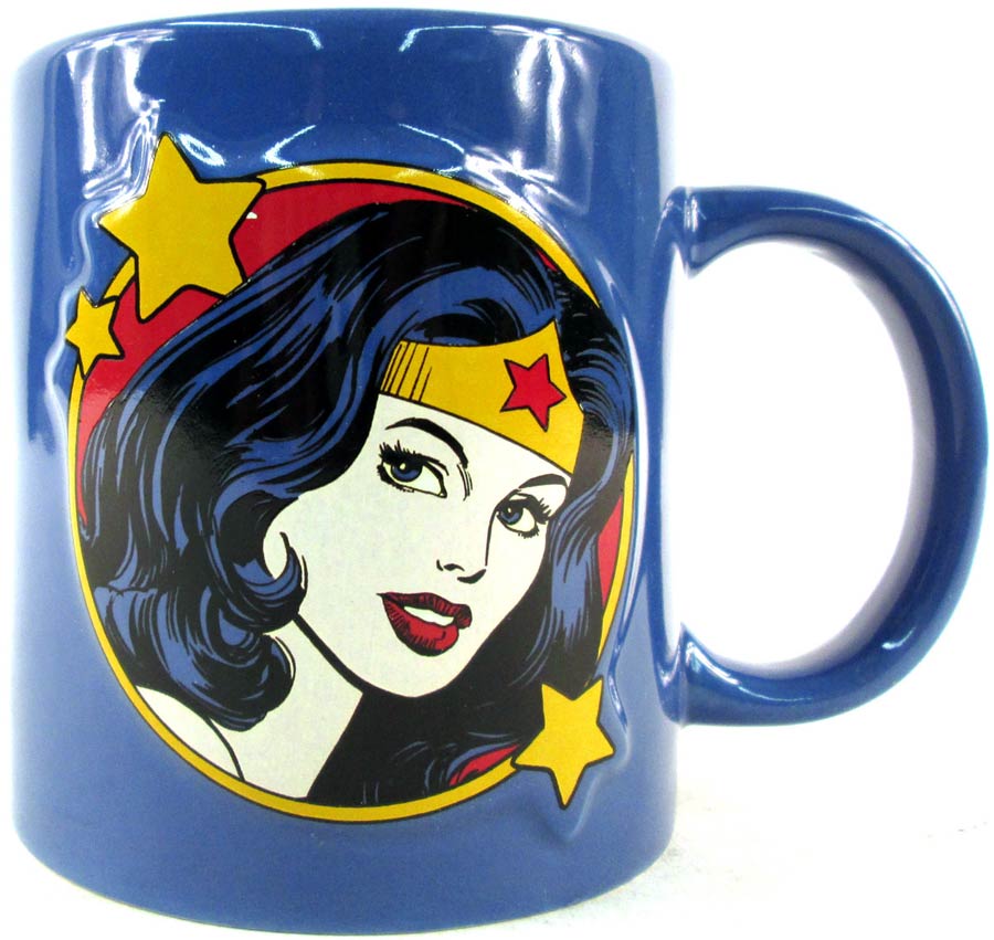 DC Comics 20-Ounce Ceramic Mug Embossed - Wonder Woman Face