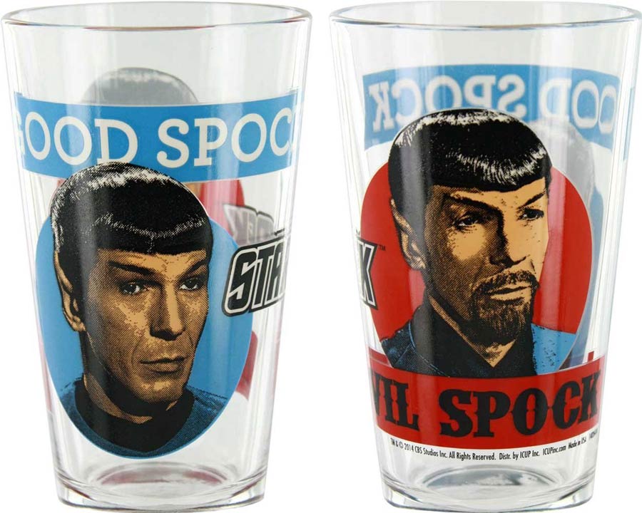 Star Trek Pint Glass - Good Spock Evil Spock