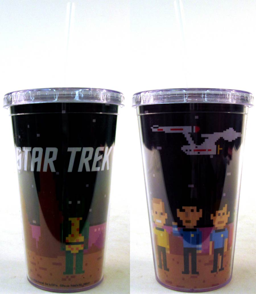 Star Trek Cup With Straw Pixilated Trexel