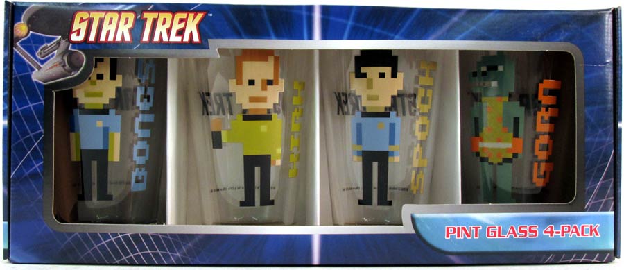Star Trek Pint Glass 4-Pack - Bones Kirk Spock Gorn Trexel