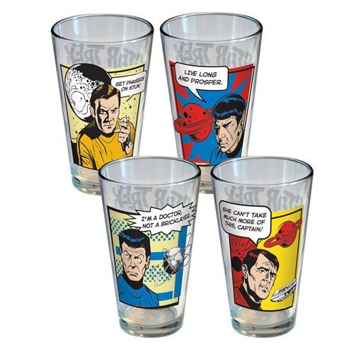 Star Trek Pint Glass 4-Pack - Kirk Spock McCoy Scott Quotes