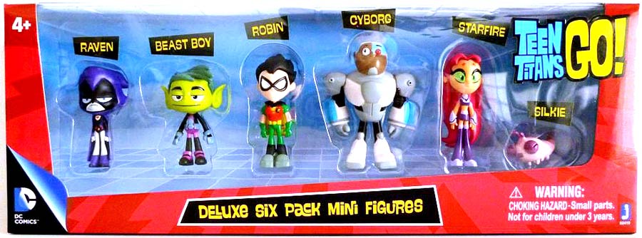 Teen Titans Go 2-Inch Action Figure 6-Pack - Robin Cyborg Raven Beast Boy Starfire Silkie