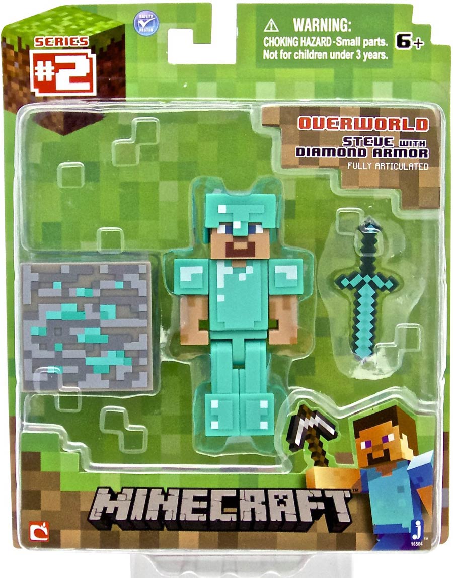 Minecraft 3-Inch Action Figure - Steve Diamond Armor With Accessory