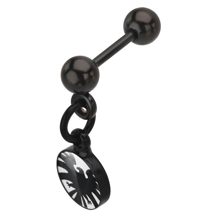 Marvel Comics Black Stainless Steel Cartilage Earring - SHIELD Dangle Logo 18G