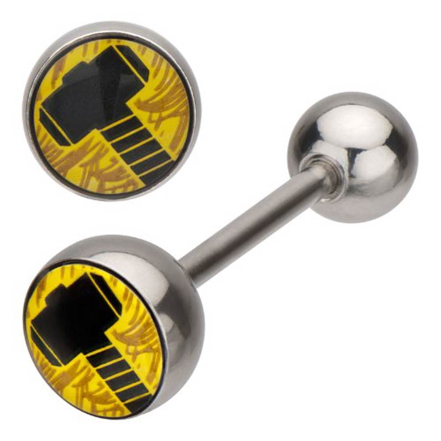 Marvel Comics Stainless Steel Barbell - Thor Hammer Logo 14G