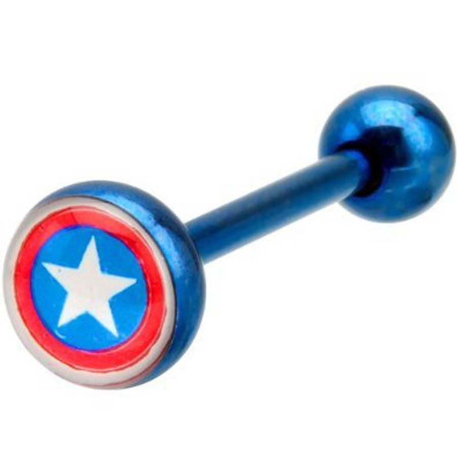Marvel Comics Blue Stainless Steel Barbell - Captain America Logo