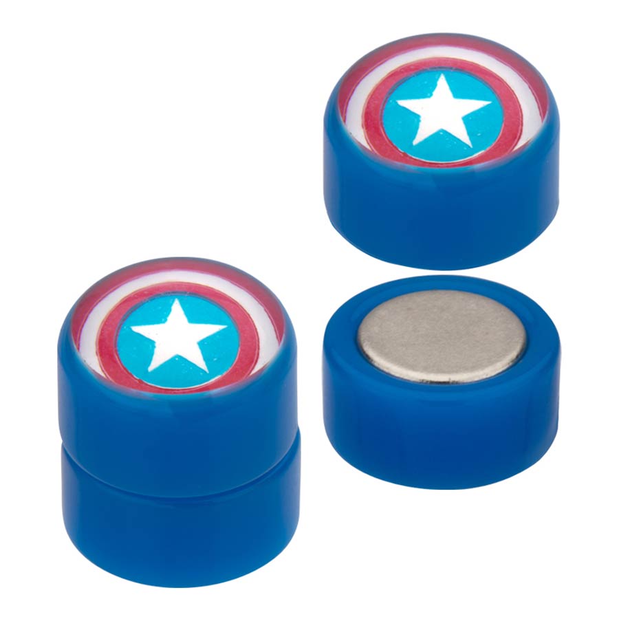 Marvel Comics Blue Magnetic Acrylic Faux Plugs - Captain America Logo