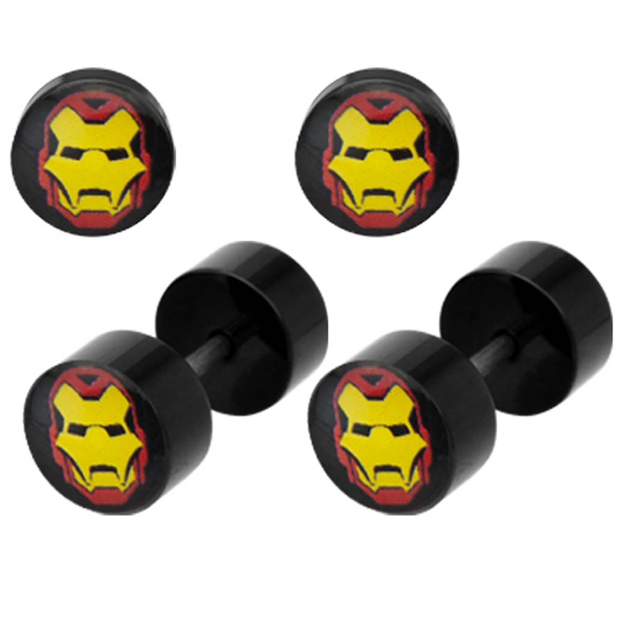 Marvel Comics Stainless Steel Faux Plugs - Iron Man Helmet 18G