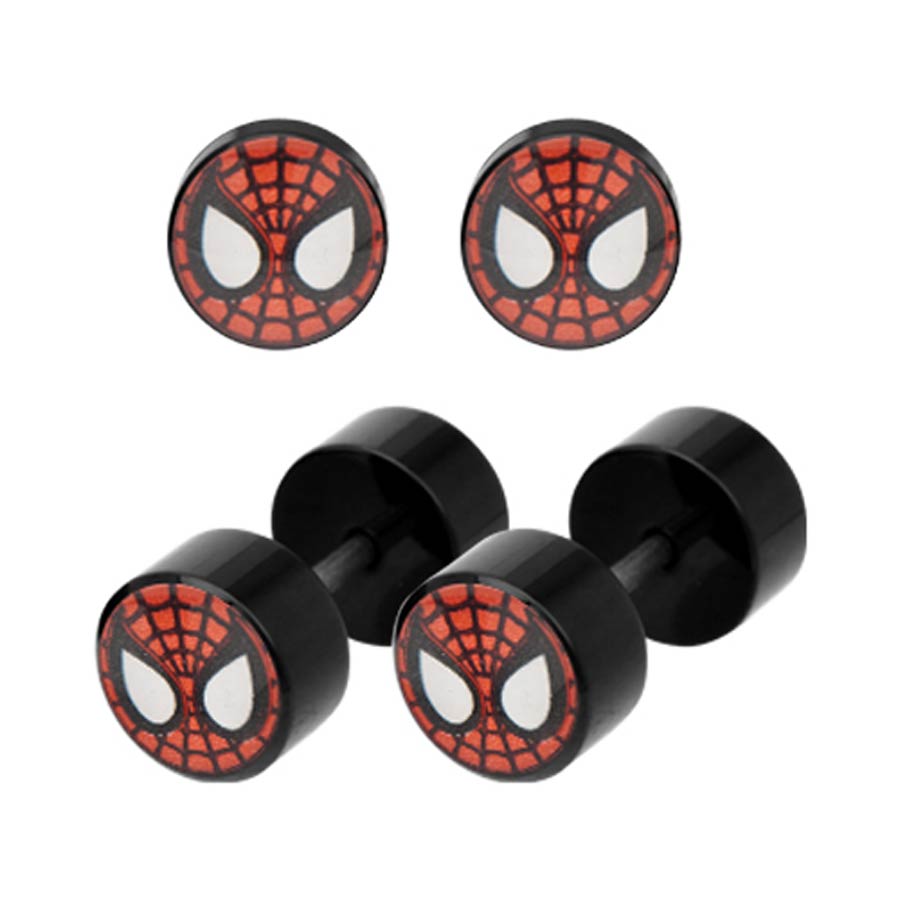 Marvel Comics Black Acrylic Faux Plugs - Spider-Man Face 18G