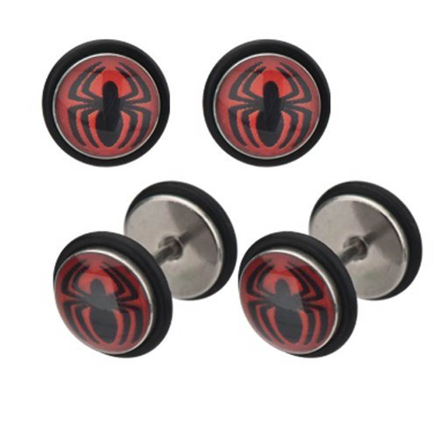 Marvel Comics Stainless Steel Faux Plugs - Spider-Man Logo 18G