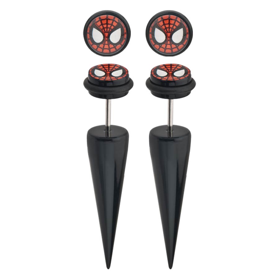 Marvel Comics Black Acrylic Faux Tapers - Spider-Man Face