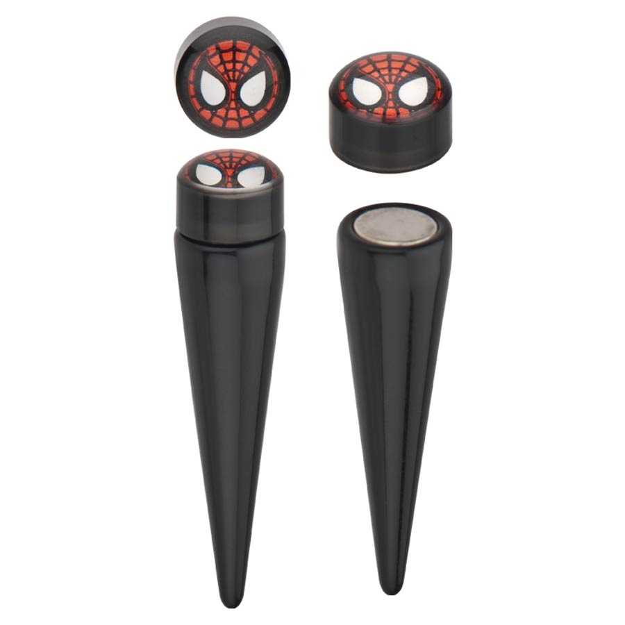 Marvel Comics Black Magnetic Acrylic Faux Tapers - Spider-Man Face
