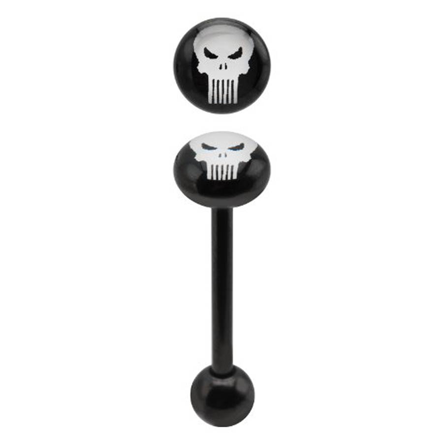 Marvel Comics Black Stainless Steel Barbell - Punisher Logo