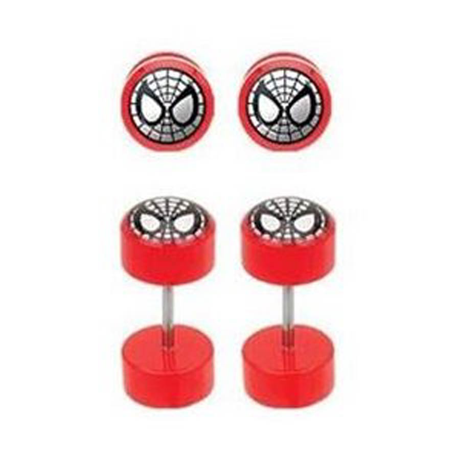 Marvel Comics Red Acrylic Faux Plugs - Spider-Man Face 18G