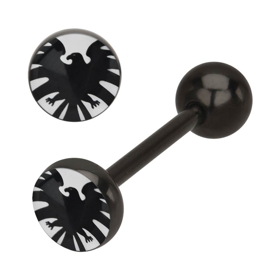 Marvel Comics Black Stainless Steel Barbell - SHIELD Logo 14G