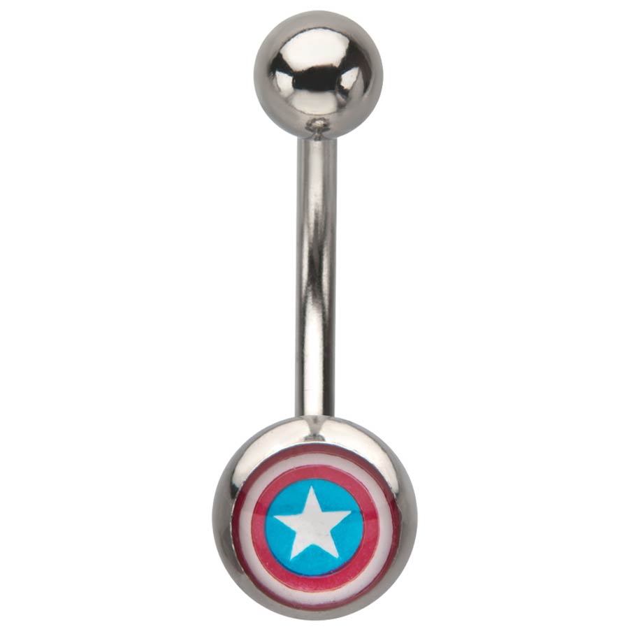 Marvel Comics Stainless Steel Belly Ring - Captain America Logo 14G