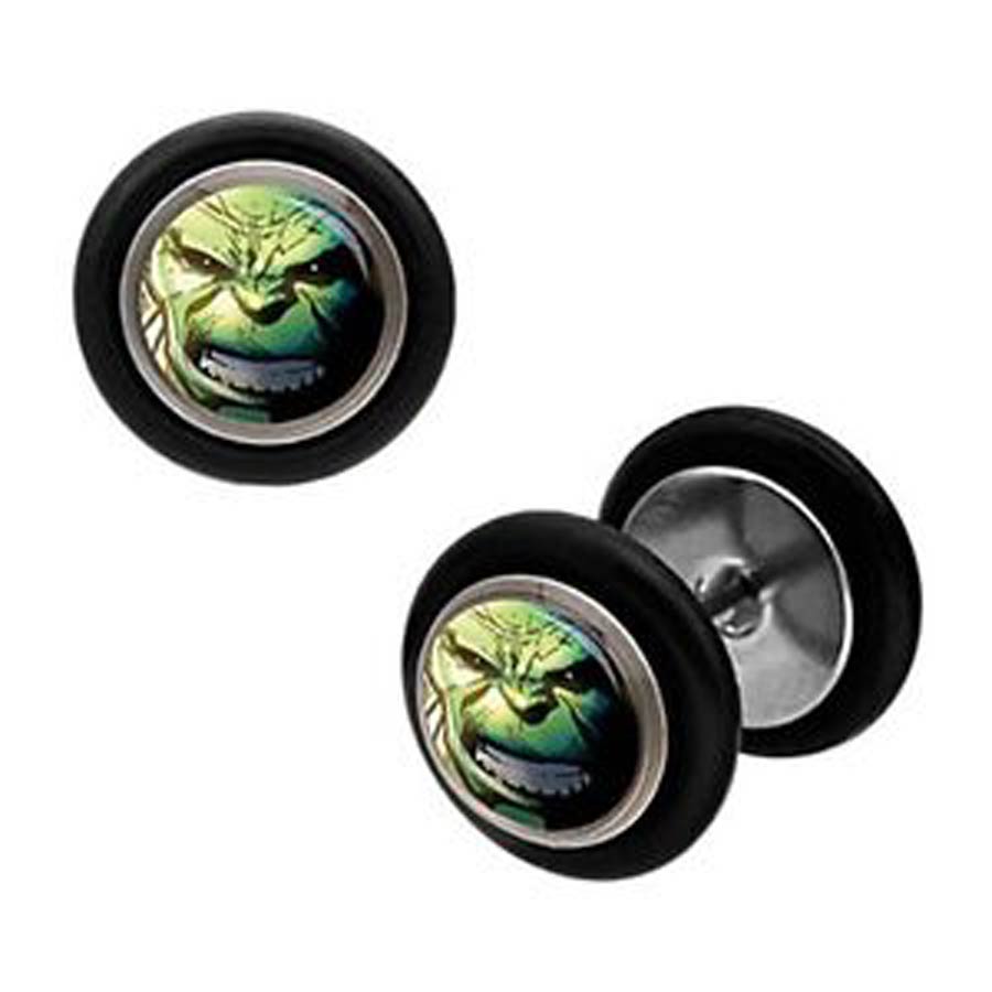 Marvel Comics Stainless Steel Faux Plugs - Hulk Face 18G