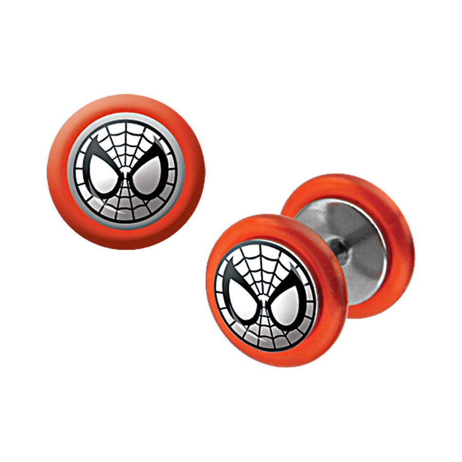 Marvel Comics Orange Stainless Steel Plugs - Spider-Man Face 18G