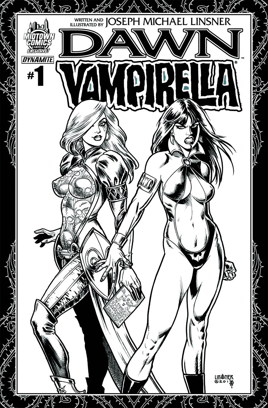 Dawn Vampirella #1 Cover C Midtown Exclusive Joseph Michael Linsner Black & White Variant Cover