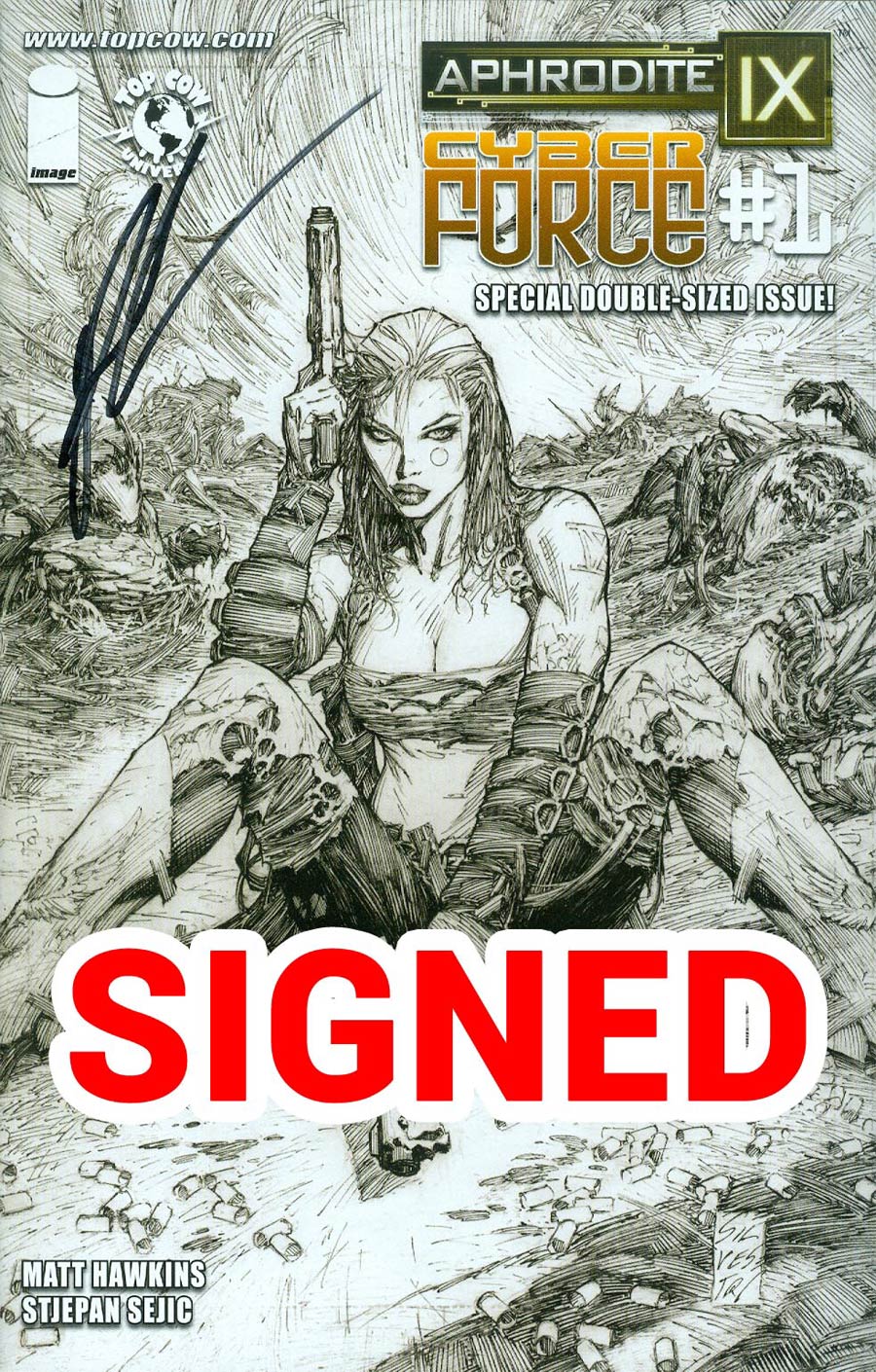 Aphrodite IX Cyberforce #1 Cover E Incentive Marc Silvestri Sketch Cover Signed By Matt Hawkins