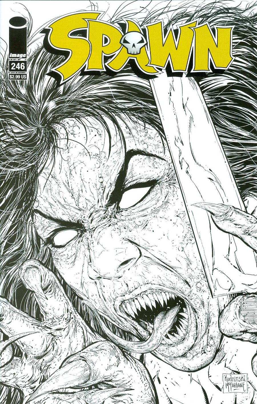Spawn #246 Cover B Incentive Todd McFarlane Black & White Variant Cover