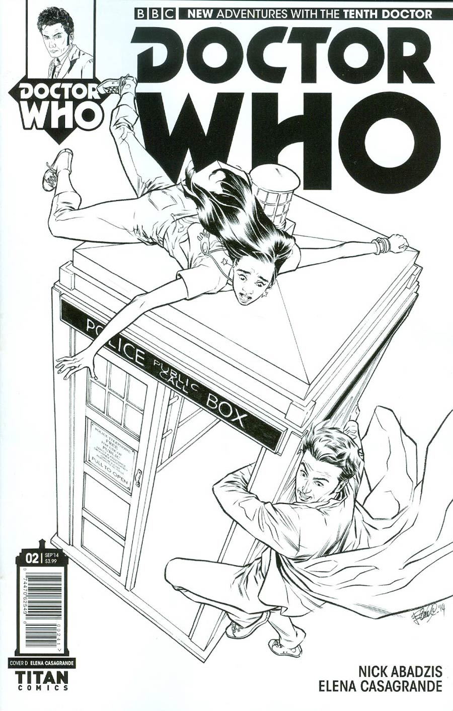 Doctor Who 10th Doctor #2 Cover D Incentive Elena Casagrande Black & White Variant Cover