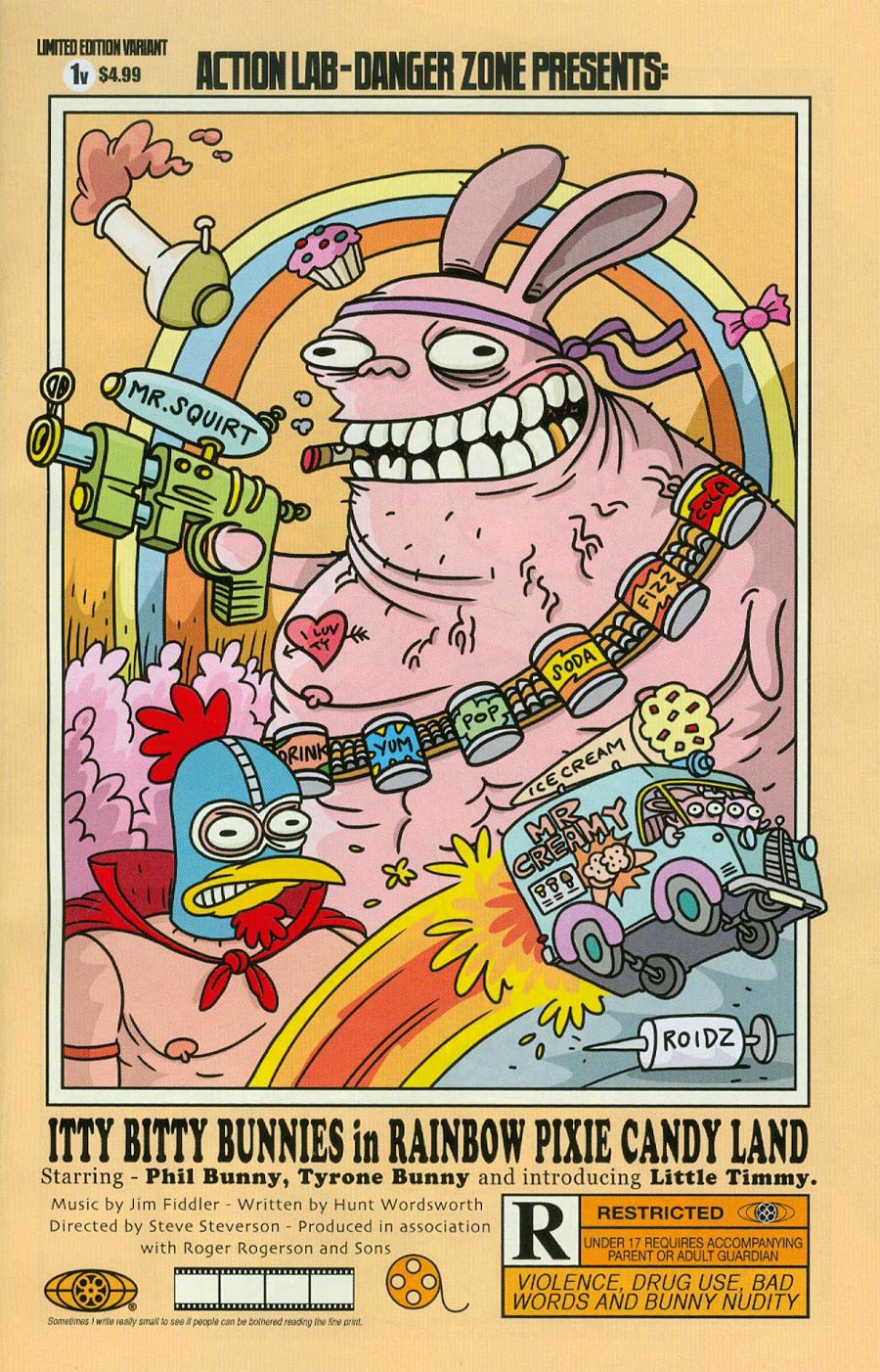 Itty Bitty Bunnies In Rainbow Pixie Candy Land Cock Fight One Shot Cover B Variant Movie Poster Cover