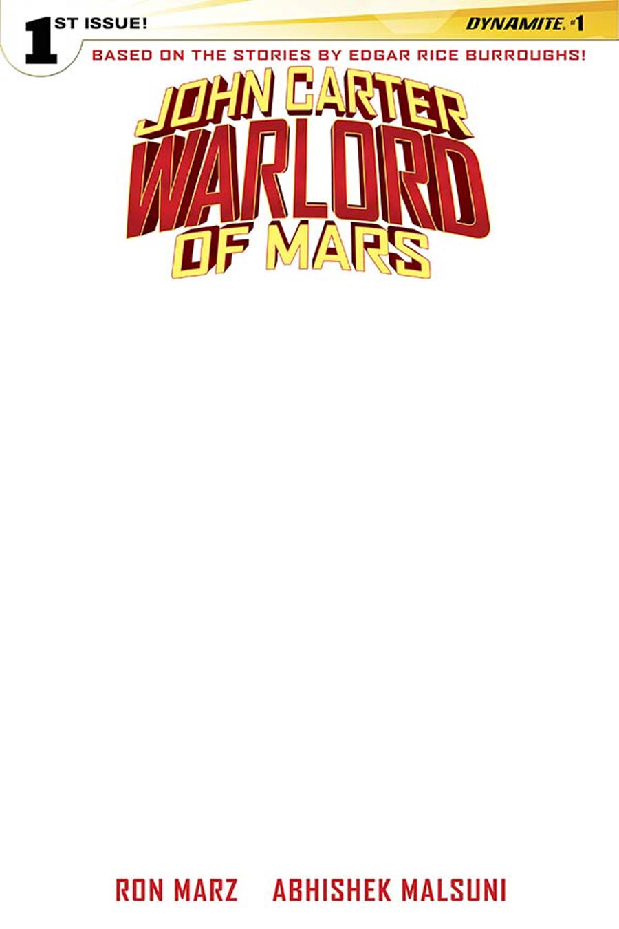 John Carter Warlord Of Mars Vol 2 #1 Cover G Variant Blank Authentix Cover