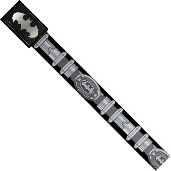 DC Comics 1.5-Inch Web Belt Full Color Buckle - Batman Utility Belt Silver Black