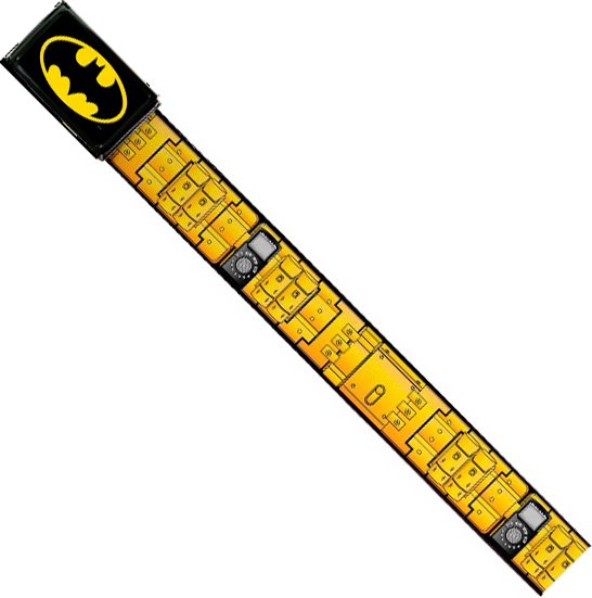 DC Comics 1.5-Inch Web Belt Full Color Buckle - Batman Utility Belt Yellow Black