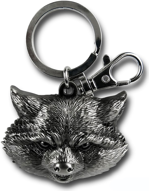 Guardians Of The Galaxy Pewter Keyring - Rocket Raccoon Head