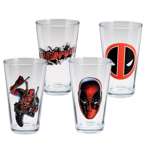 Marvel Deadpool 4-Piece 16-Ounce Glass Set