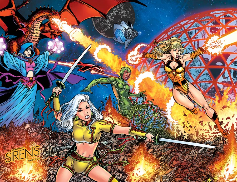 George Perezs Sirens #1 Cover C Incentive George Perez Wraparound Left Virgin Color Variant Cover