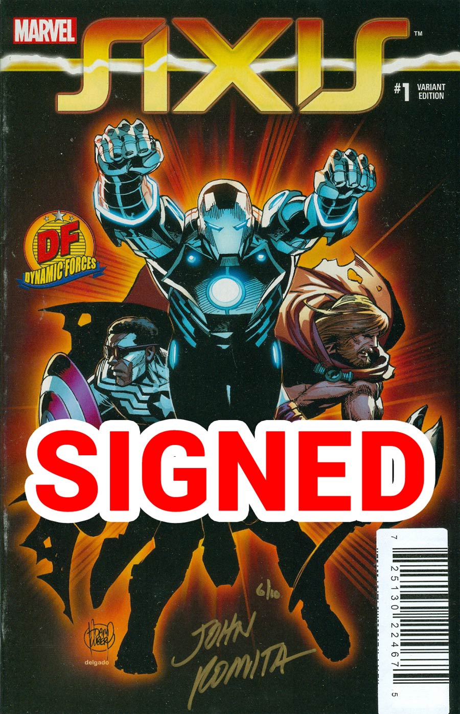 Avengers & X-Men AXIS #1 Cover N DF Exclusive Gold Signature Series Signed By John Romita Sr
