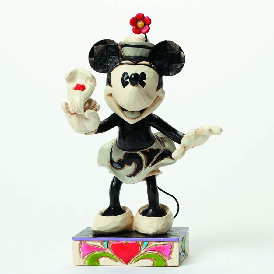 Disney Traditions Black & White Minnie Mouse Yoo-Hoo Figurine